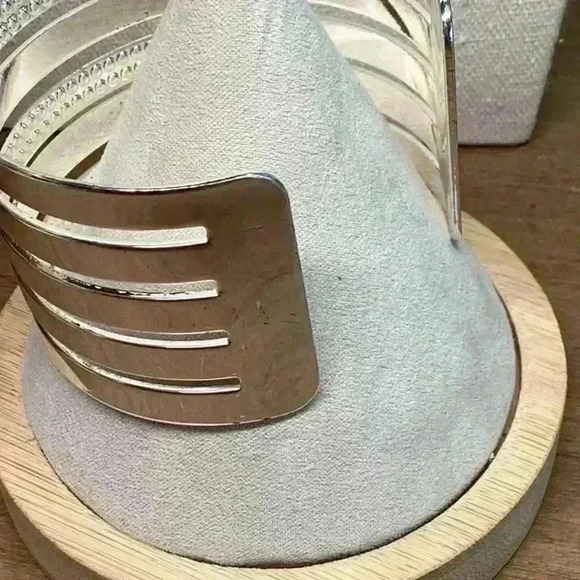 Silver and Rhinestone Cuff Bracelet with Rhinestones - Picture 3 of 4